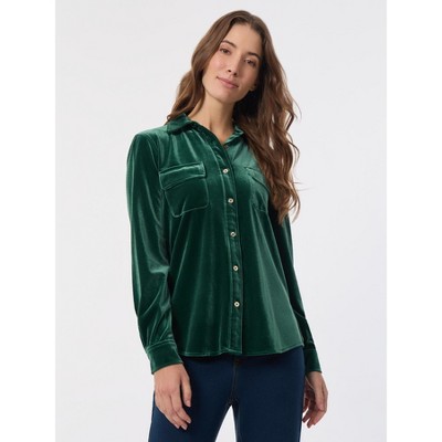Jones New York Button-Front Velour Utility Shirt