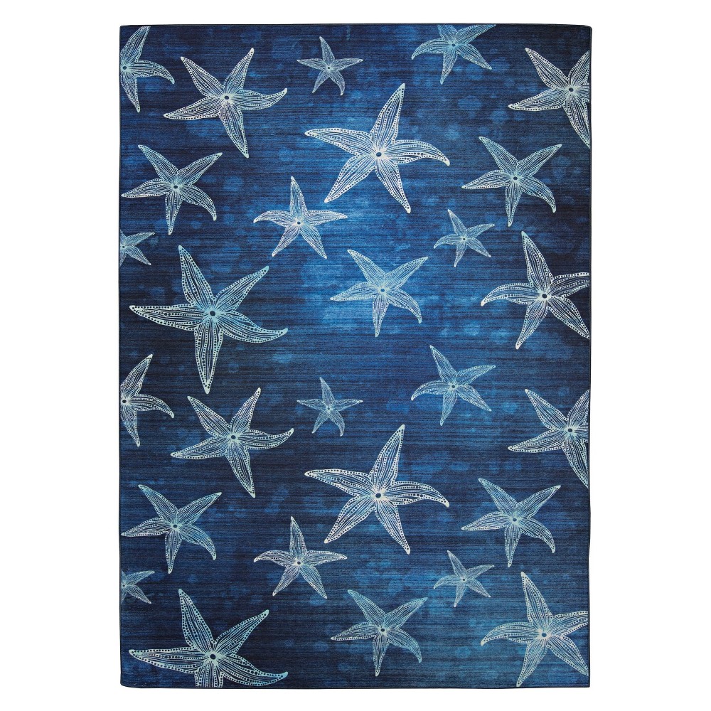 Photos - Area Rug Linon 7'x9' Caspian Washable Outdoor Rug Blue/Light Blue  