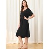 cheibear Women's Nightgown Button Down Short Sleeve Soft Modal Loose Pajama Sleepshirt - 2 of 4