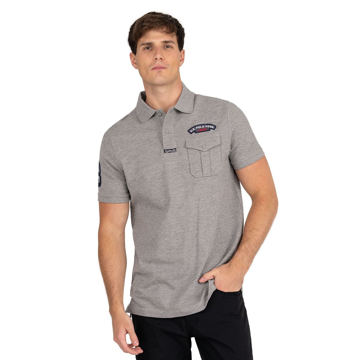 U.S. Polo Assn. Men's Slim Fit Stretch Pique Polo with Chest Pocket - thumbnail 5