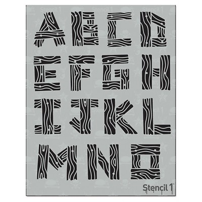 Stencil1 Wood Font 2" - Letter Stencil 8.5" x 11"