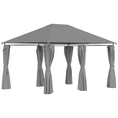 Outsunny 10' x 13' Outdoor Patio Gazebo Canopy Shelter with 6 Removable Sidewalls, & Steel Frame for Garden, Lawn, Backyard and Deck