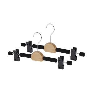 Unique Bargains Wooden Circle Hook Pants Hanger with Clips 2 Pcs - 1 of 4