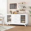 Kitchen Island with Storage, Farmhouse Island Table with Sliding Barn Doors, Coffee Bar Station with Power Outlet, Storage cabinet with hook, Brown - 2 of 4