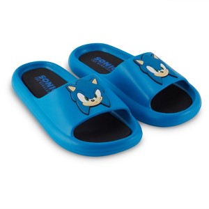 Mens Sonic the Hedgehog Slides - Sonic Comfort Foam Slides With Back - Sponic, Tails, Knuckles and Shadow Slide Sandals - 1 of 4