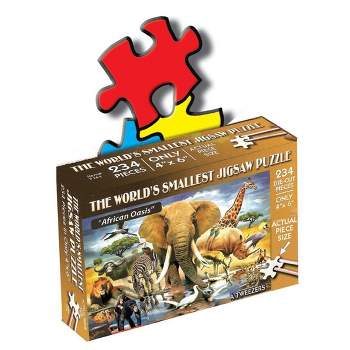TDC Games World's Smallest Jigsaw Puzzle - African Oasis - Measures 4 x 6 inches when assembled - Includes Tweezers