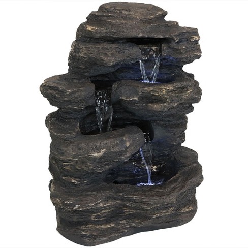 24 H Polystone Rock Falls Outdoor Electric Waterfall Fountain With