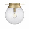 Calhoun Collection Flush Mount Light - Chic White Opal Glass & Heritage Brass, 1 Bulb, Damp Rated - 4 of 4