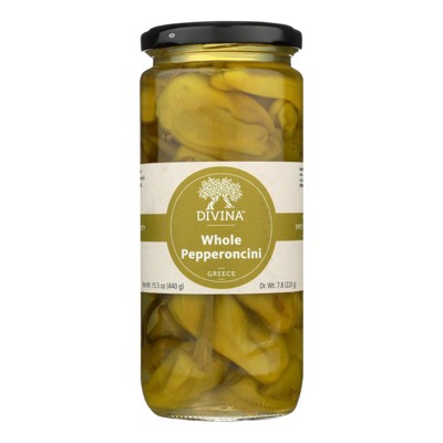 Divina Whole Pepperoncini - Case of 6 -15.5 oz