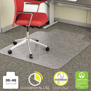 deflecto EconoMat Occasional Use Chair Mat, Low Pile Carpet, Flat, 36 x 48, Lipped, Clear - 1 of 4