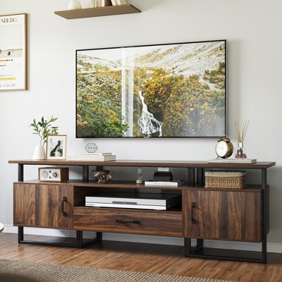 Industrial TV Stand for 65/70/75 TV Mid Century Modern TV Console Cabinet Living Room Entertainment Center with Storage Drawer Rustic Brown