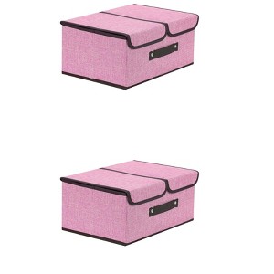 REGALWOVEN Shelves Closet Collapsible Fabric Storage Bin Basket with Handle and Lid 2 Pcs - 1 of 4