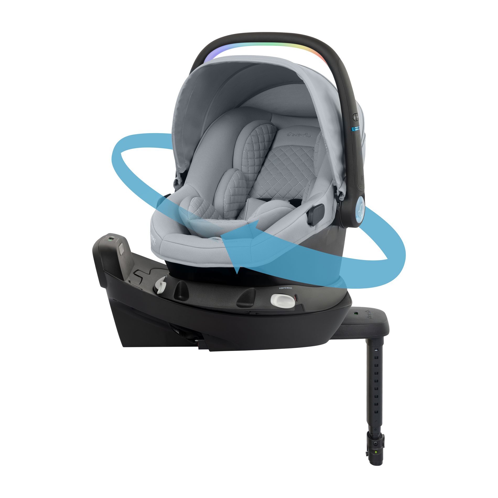 Evenflo Revolve180 LiteMax NXT Rotational Infant Car Seat with SensorySoothe Load Leg - Quartz