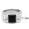 Slickblue Men’s Polished Stainless Steel Ring, Jet Onyx Center with Clear Accents, Bold Statement, Sizes 8-13 - 2 of 4