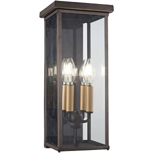 Minka Lavery Modern Outdoor Wall Light Fixture Oil Rubbed Bronze 4-Light 17" Clear Glass for Post Exterior House Porch Yard Patio - 1 of 2