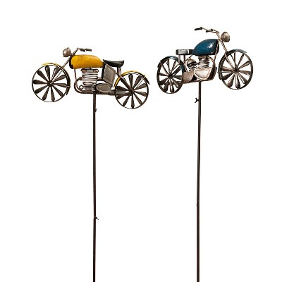 Gerson International 63-Inch High Antique-Style Metal Motorcycle Wind Spinners, Set of 2