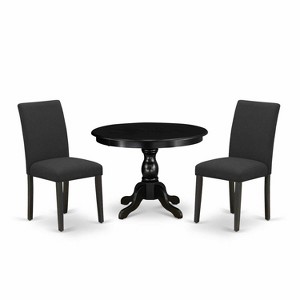 3-Piece Wirebrushed Black Solid Wood Top-Dining Room Set with High Back-Seats 4 - 1 of 4