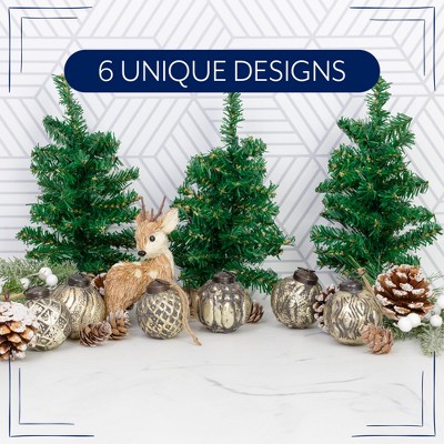 Antique Gold Distressed Glass Ball Ornaments Set of 6