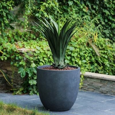 White Round Magnesium Oxide Outdoor Planter 17.2"