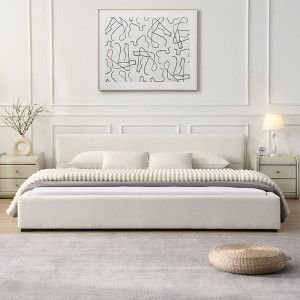 Christopher Knight Home Gianni Modern Upholstered Platform Bed with Wide-Edge Headboard - 1 of 4