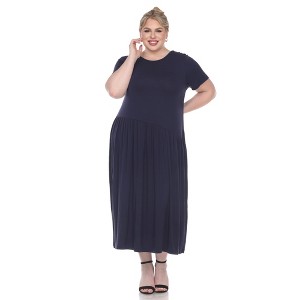 Plus Size Short Sleeves Maxi Dress - White Mark - 1 of 4