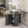 Folding Dining Table, Drop Leaf Dining Table with 6 Wheels and 2-Layer Storage Shelf, Space Saving Dining Table for Small Spaces - 4 of 4