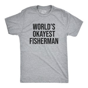 Mens Worlds Okayest Fisherman T Shirt Funny Fathers Day Fishing Tee - Crazy Dog Men's T Shirt - 1 of 4