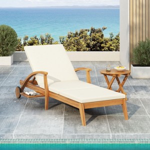 Christopher Knight Home Fred Outdoor Acacia Wood Adjustable Chaise Lounge and Accent Table - 1 of 4