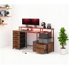 66.9" Wood Computer Desk with File Cabinet, LED Lights & Charging Station, Home Office Desk with Monitor Stand & Storage Drawers -3irtyhousy - 2 of 4
