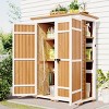 Coolbibila-Wood Storage Shed, Garden Tool Cabinet With Waterproof Roof, Garden Workstation With Four Lockable Doors And Multiple-Tier Shelves - 3 of 4