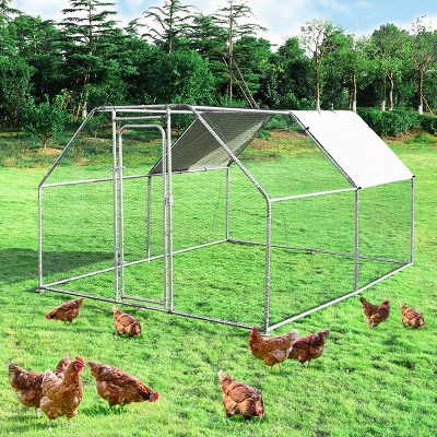 Costway Large Walk In Chicken Coop Run House Shade Cage 9.5' x12.5' with Roof Cover