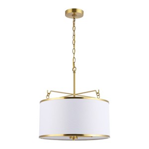 Perzeta 3 Light 18.25" Pendant - Brass/White - Safavieh. - 1 of 4