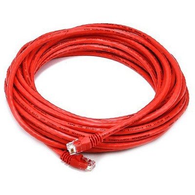 Monoprice Cat6 Ethernet Patch Cable - 30 Feet - Red | Network Internet Cord - RJ45, Stranded, 550Mhz, UTP, Pure Bare Copper Wire, 24AWG