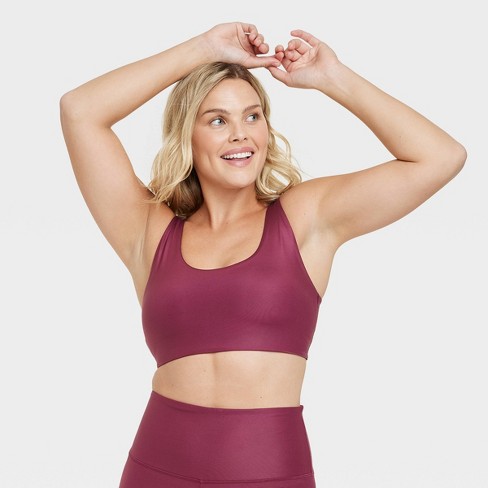 Women's Light Support Shine Sports Bra - All In Motion™ Burgundy