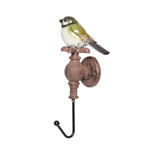 Gallerie II House Sparrow Bird Sitting on Water Faucet Spigot Decorative Rustic Car Keys Coat Jacket Wall Hanging Hook - 1 of 4
