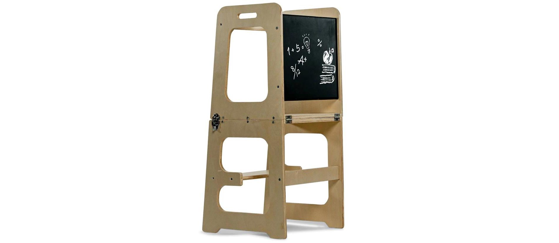Avenlur Date - Wood Step Stool, Desk and Chalkboard - Natural