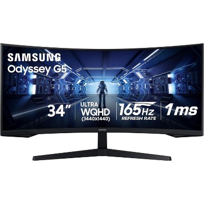 Manufacturer Refurbished Samsung 34' Odyssey G5 G55T Ultra-Wide Gaming Monitor, Black