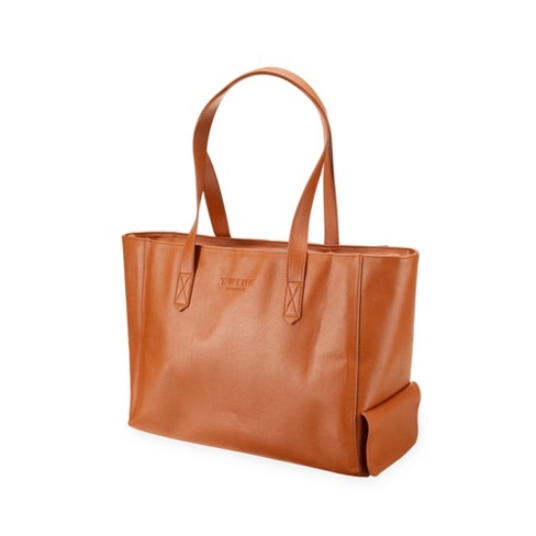 Faux leather discount tote with zipper