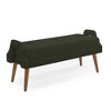 EHMKNP Modern Upholstered Bench with Looped Yarn Fabric, Geometric Armrests & Rubber Wood Legs, Comfy Seating for Living Room, Bedroom, Entryway - 4 of 4