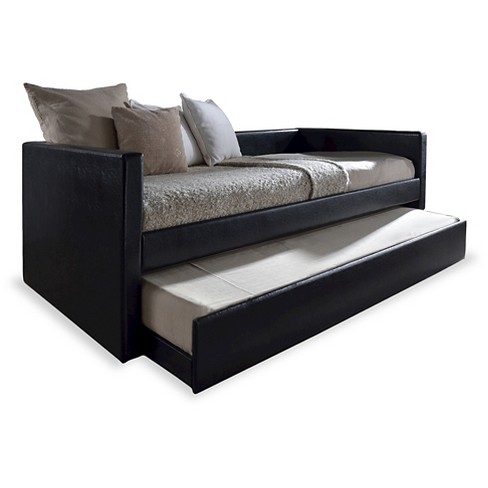 Twin Reeve Modern And Contemporary Faux Leather Upholstered Daybed Bed Frame With Trundle Black Baxton Studio Target