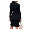 Coolmee Work Midi Dresses for Women Long Sleeve Elegant Wrap Business Church Office Sheath Dress with Button - 2 of 4