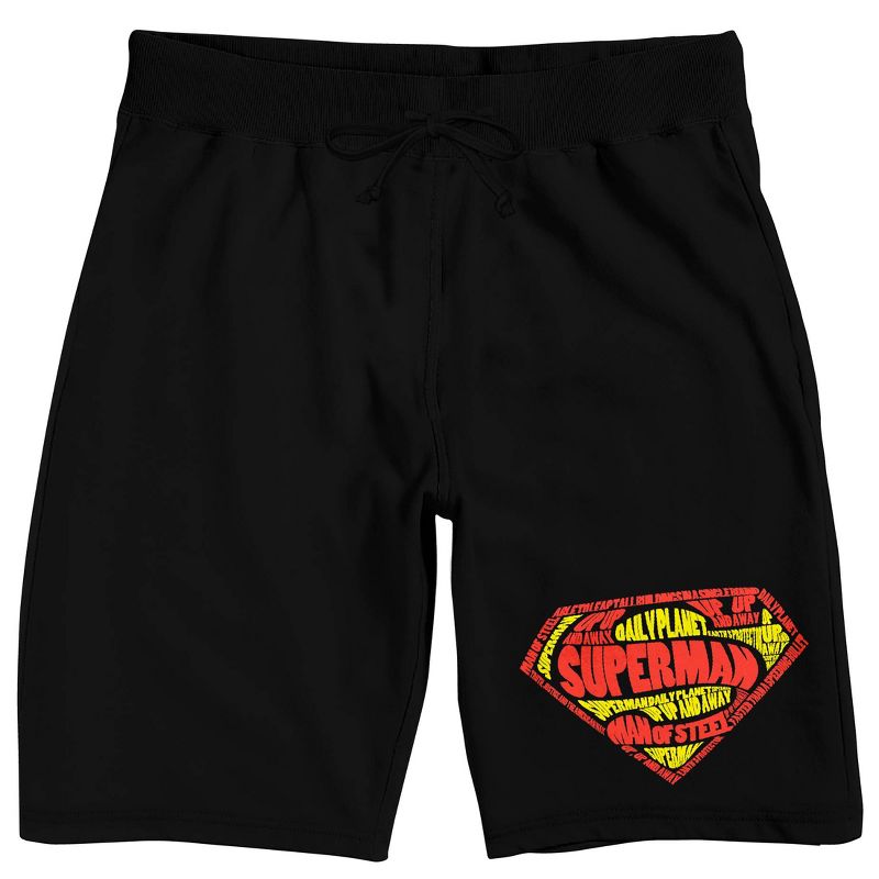 Superman Flying Text Men's Short Sleeve Shirt & Sleep Shorts Set, 4 of 6