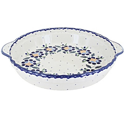 Blue Rose Polish Pottery Z148 Manufaktura Pie Plate With Handles