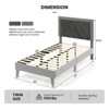 Infans Twin Size Bed Frame Upholstered Platform Velvet Headboard Wooden Slats Gray - 2 of 4