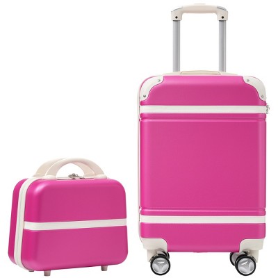 20 Inch Hard Shell Luggage Vintage Suitcase with Cosmetic Case,Checked Luggage Expandable Lightweight Spinner Suitcase With TSA Lock-Cuddlewood