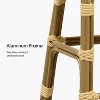 PURPLE LEAF French Bistro Bar Stools, Set of 2 - 30" Cream Yellow Wicker Stools with Footrest & Rattan Back - 4 of 4