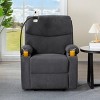Manual Recliner Chair in Dark Gray Corduroy, Plush Armchair with Phone Holder & 2 Cup Holders, 32.4"x39.57"x38.78"H - 2 of 4