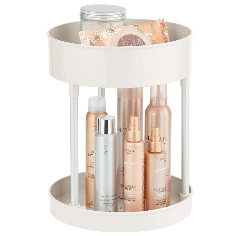 mDesign Spinning 2-Tier Lazy Susan Turntable Storage Tower, 1 of 10