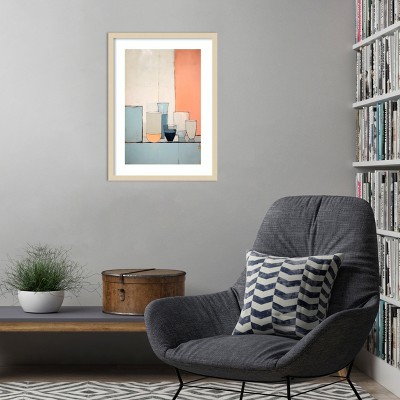 Pastel Abstract Geometric Still Life Wood Framed Print