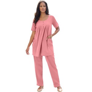 Roaman's Plus Size Two Pocket Soft Knit Tunic Top - 1 of 4